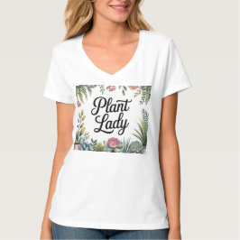 Plant Lady Botanisch Lijst Wit T-shirt