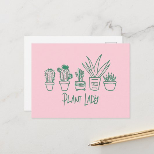 Plant Lady Cactus Succulent Gardening Lover Briefkaart (Voorkant / Achterkant in situ)