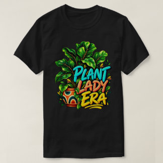 Plant Lady Era Kleurrijke Fiddle Leaf Fig Botanisc T-shirt