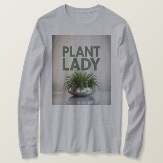 Plant Lady Fern Silver Pot T-shirt (Design voorkant)
