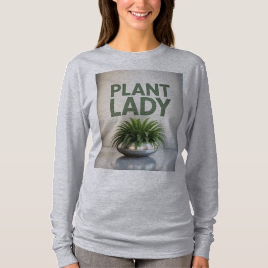 Plant Lady Fern Silver Pot T-shirt (Voorkant)