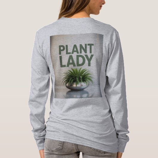 Plant Lady Fern Silver Pot T-shirt (Achterkant)