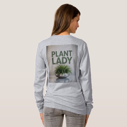 Plant Lady Fern Silver Pot T-shirt (Achterkant volledig)