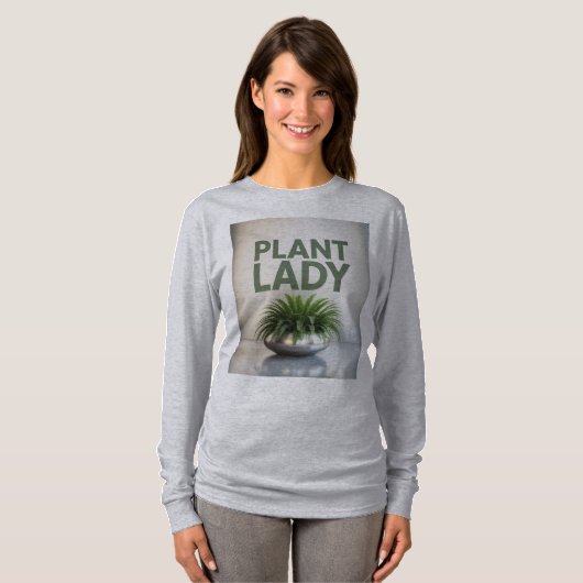 Plant Lady Fern Silver Pot T-shirt (Voorkant volledig)