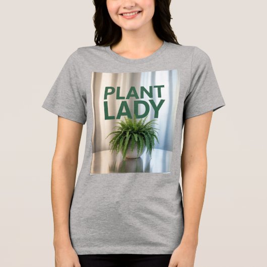 Plant Lady Fern Silver Pot Tri-Blend Shirt (Voorkant)