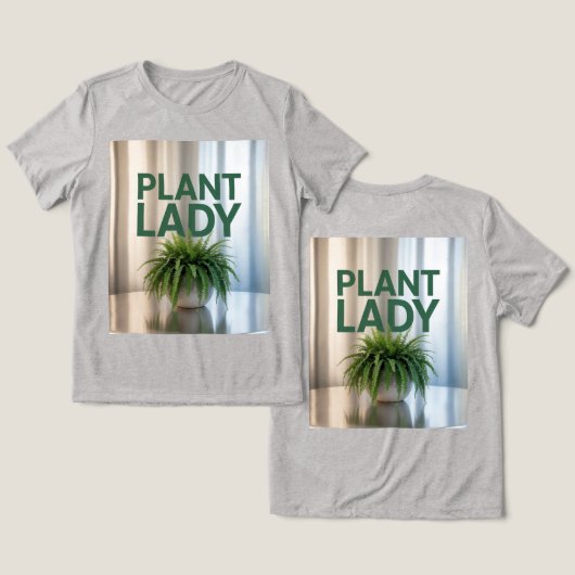 Plant Lady Fern Silver Pot Tri-Blend Shirt (Ontwerp Voorkant & Achterkant)