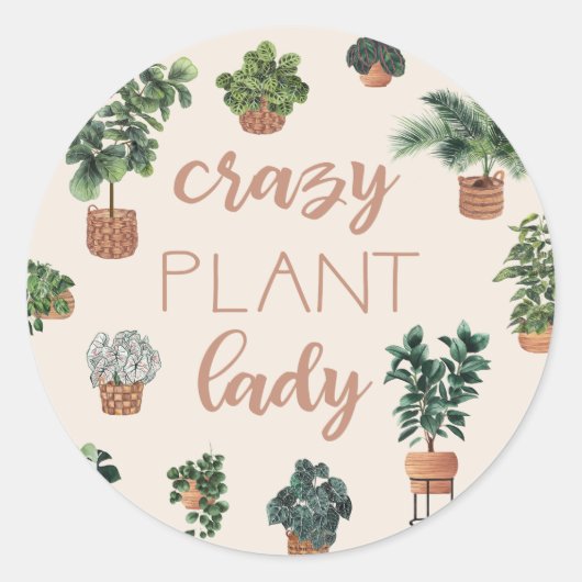 Plant Lady Illustratie Ronde Sticker (Voorkant)