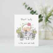 Plant Lady is de nieuwe kat dame in Kawaii Briefkaart (Staand voorkant)