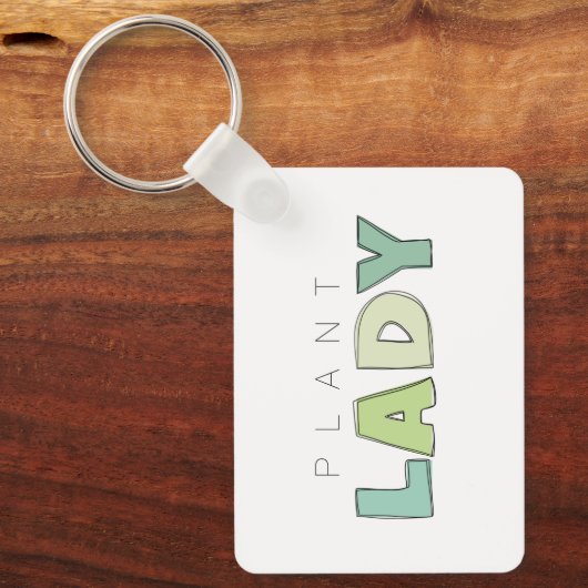 Plant Lady Rectangle Sleutelhanger (Voorkant)