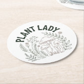 Plant lady ronde kartonnen onderzetter (Gebogen)