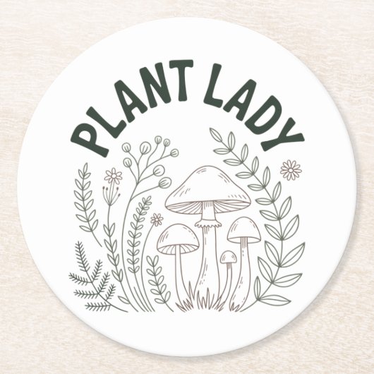 Plant lady ronde kartonnen onderzetter (Voorkant)