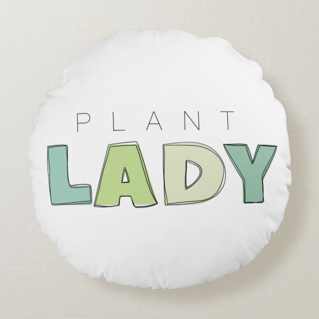 Plant Lady Round Pillow Rond Kussen (Voorkant)