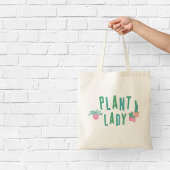 Plant Lady Roze en Groen Geïllustreerd Tote Bag