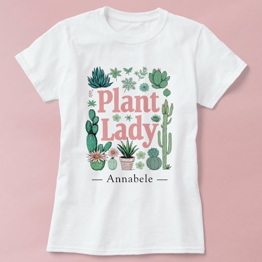 Plant Lady Schattige gepersonaliseerd T-shirt