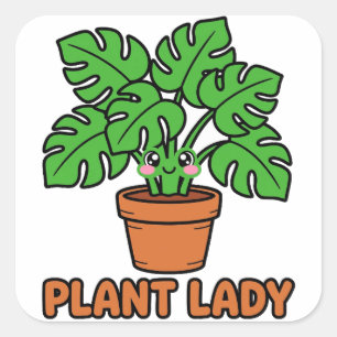 Plant Lady Schattige Monstera Kamerplant Sticker