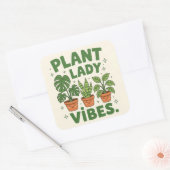 Plant lady vibes Adorable Greenery Vierkante Sticker (Envelop)