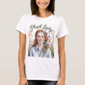 Plant Lady Waterverf Wit T-Shirt (Voorkant)