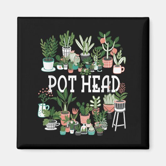 Plant liefhebber en tuinman_ Pot Head succulent Sh Magneet (Voorkant)