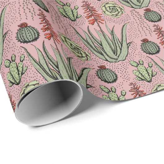 Plant Liefhebber Roze Aloë Vera Succulenten Cactus Cadeaupapier (Rol Hoek)