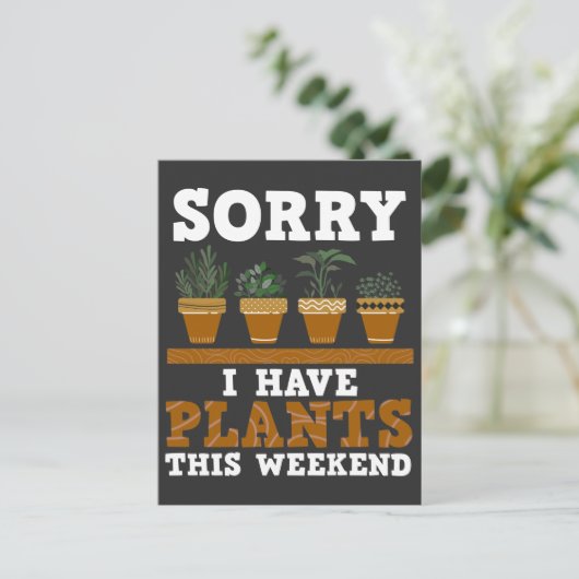 Plant Lover Funny Weekend Forecast Gardening Briefkaart (Staand voorkant)