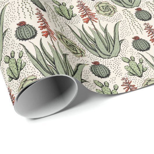 Plant Lover Ivoor Aloë Vera Succulents Cactus Cadeaupapier (Rol Hoek)