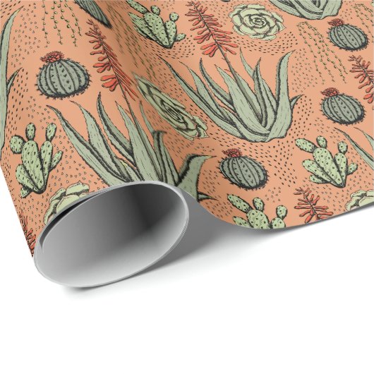 Plant Lover Oranje Aloë Vera Succulenten Cactus Cadeaupapier (Rol Hoek)