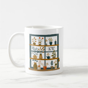 Plant Lover Potted Planten op Window Mongrammed Koffiemok