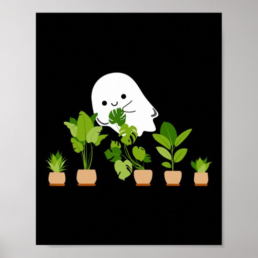 Plant Lover Schattige Halloween Ghost Gift Poster (Voorkant)