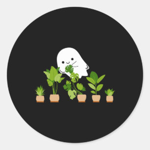 Plant Lover Schattige Halloween Ghost Gift Ronde Sticker