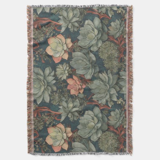 Plant Lover Succulenten Patroon Deken (Voorkant Verticaal)