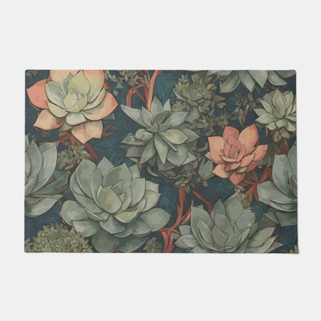 Plant Lover Succulenten Patroon Deurmat (Voorkant)