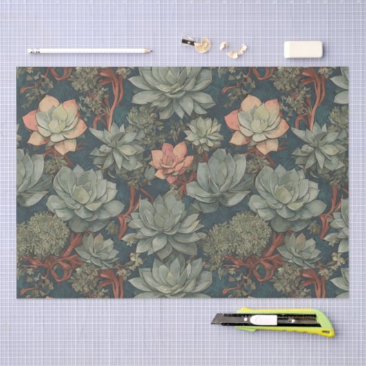 Plant Lover Succulenten Patroon Tissuepapier (Craft)