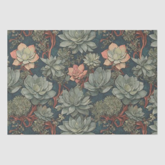 Plant Lover Succulenten Patroon Tissuepapier (Voorkant)