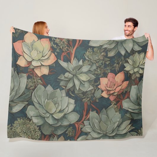 Plant Lover Succulents Tuinpatroon Fleece Deken (In situ)