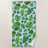 Plant Lover Tropische Monstera Leaf Waterverf Strandlaken (Voorkant)