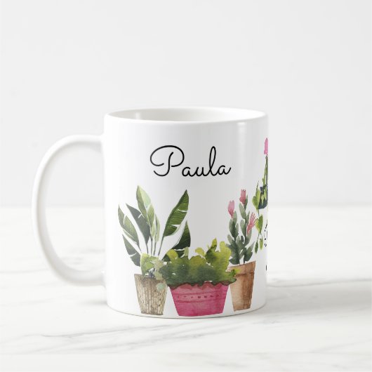 Plant Lover Waterverf Plant Art koffie Mok (Links)
