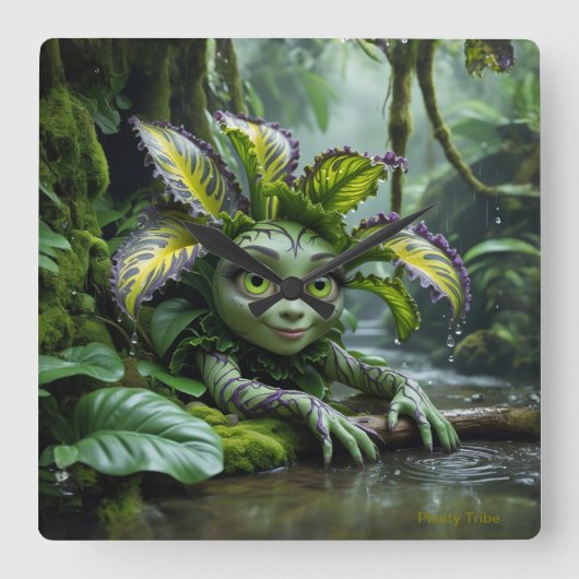 Plant Lover's Clock Vierkante Klok (Voorkant)