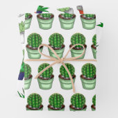 Plant Lovers Hand Drawn Cacti and Succulents Inpakpapier Vel (In situ)