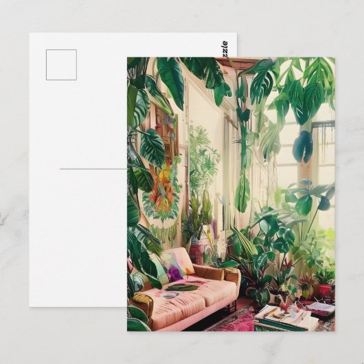 Plant Lovers Paradise Living Room Briefkaart (Voorkant / Achterkant)