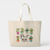 Plant Mam Fun & Cute Potlood Planten Grote Tote Bag (Achterkant)