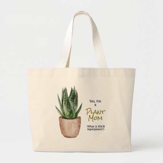 Plant Mam Superpower Grote Canvas tas (Voorkant)