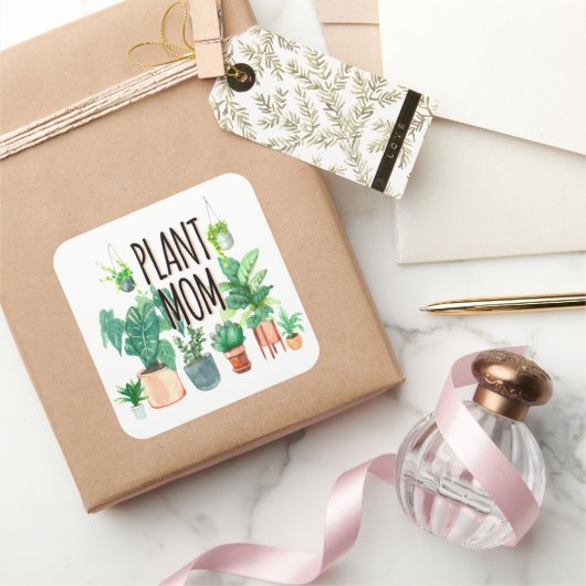 Plant mam - tuinbouw, planter cadeau voor mam vierkante sticker (Geschenken)