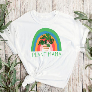 Plant Mama Boho Rainbow Garden Monstera Leaves T-shirt