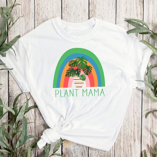 Plant Mama Boho Rainbow Garden Monstera Leaves T-shirt