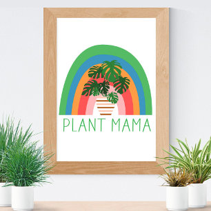 Plant Mama Boho Regenboog Tuin Monstera Bladeren Poster