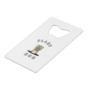 Plant mama creditkaart flessenopener (Achterkant Gekanteld)