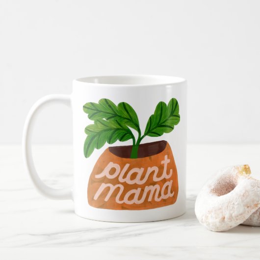 Plant Mama - Geïllustreerd Potted Plant Mok Gift (Met donut)