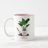 Plant Mama Gepersonaliseerde Plant Lover Tweekleurige Koffiemok (Links)
