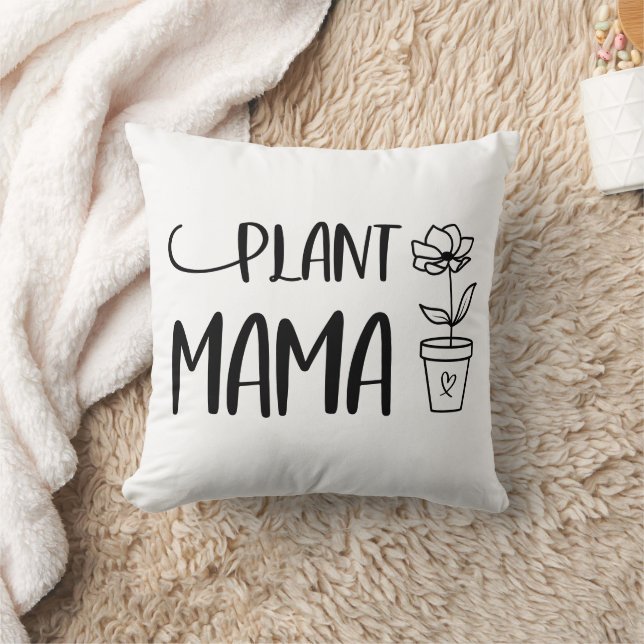 Plant Mama Potted Plant Black and White Kussen (Deken)