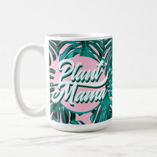 Plant Mama Turquoise Pink Monstera Oerwoud Leaves Koffiemok (Links)